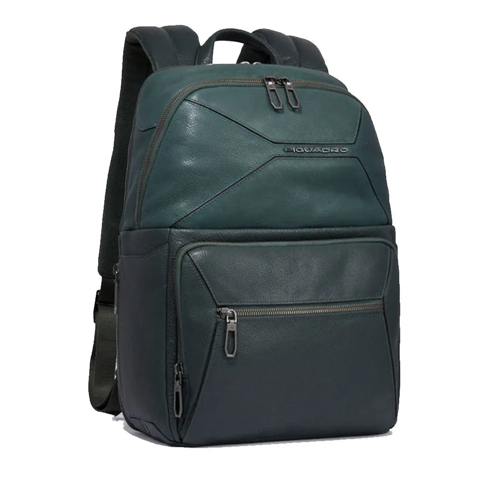 Zaino Uomo PIQUADRO porta Pc 14 in Pelle Colore Verde Linea Rhino - CA6249W118