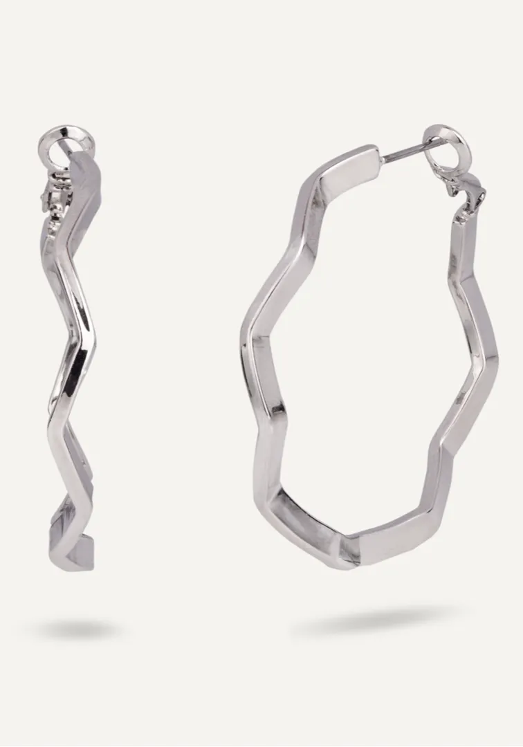 Zig-Zag Plated Hoop Earrings